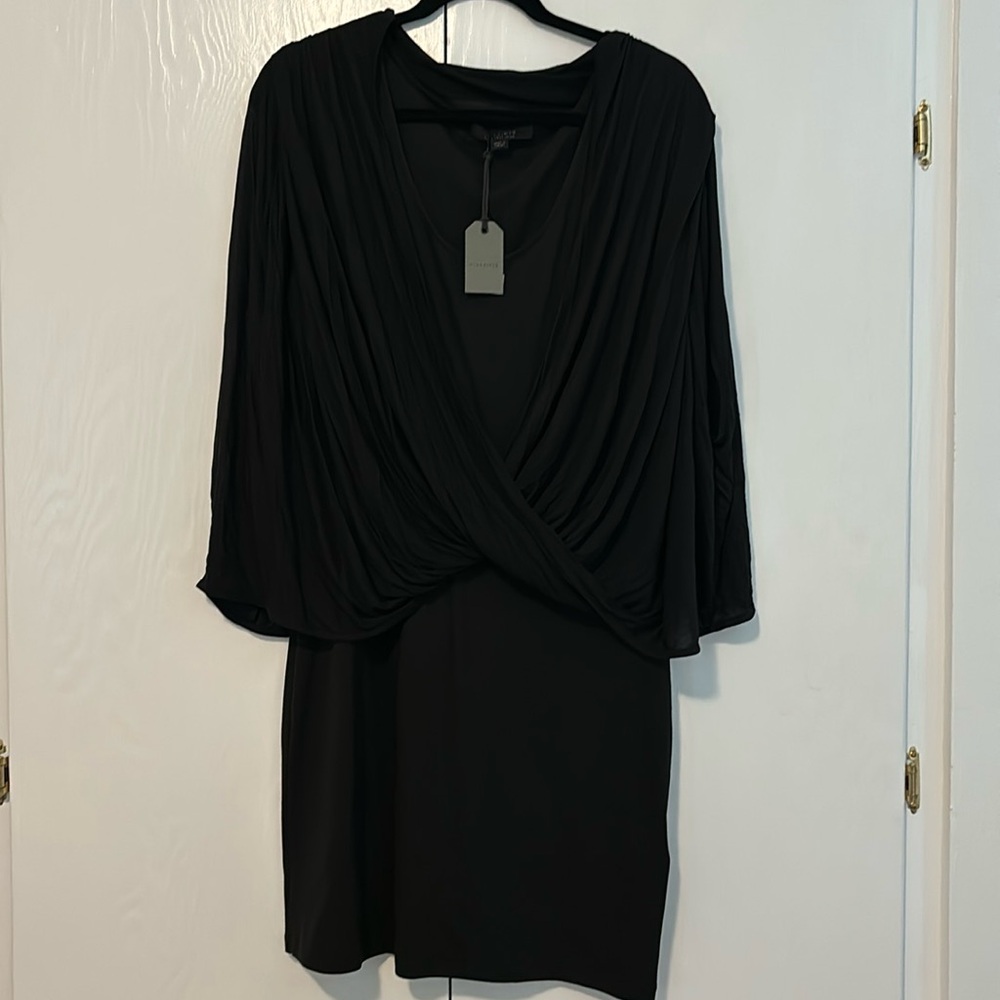 NWT ALLSAINTS NEVA DRESS DRAPED Layered Jersey Knit LBD Cocktail Mini Size 10